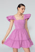 Square Neck Frill Detailed Mini Dress